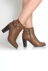 Raina Tan Buckle Detail Boots-Boots