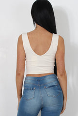 Raina White Cut Out Crop Top-Tops