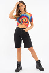 Rainbow Tie Dye Knot Detail T Shirt - Freddie-T-shirt