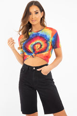 Rainbow Tie Dye Knot Detail T Shirt - Freddie-T-shirt