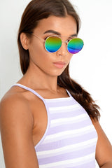 Rainbow Tinted Round Sunglasses - Guliana-Sunglasses