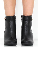 Rashida Black Snakeskin Buckle Ankle Boots-Boots