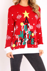 Red A Very Merry Christmas Slogan Jumper - Lotta-Jumper