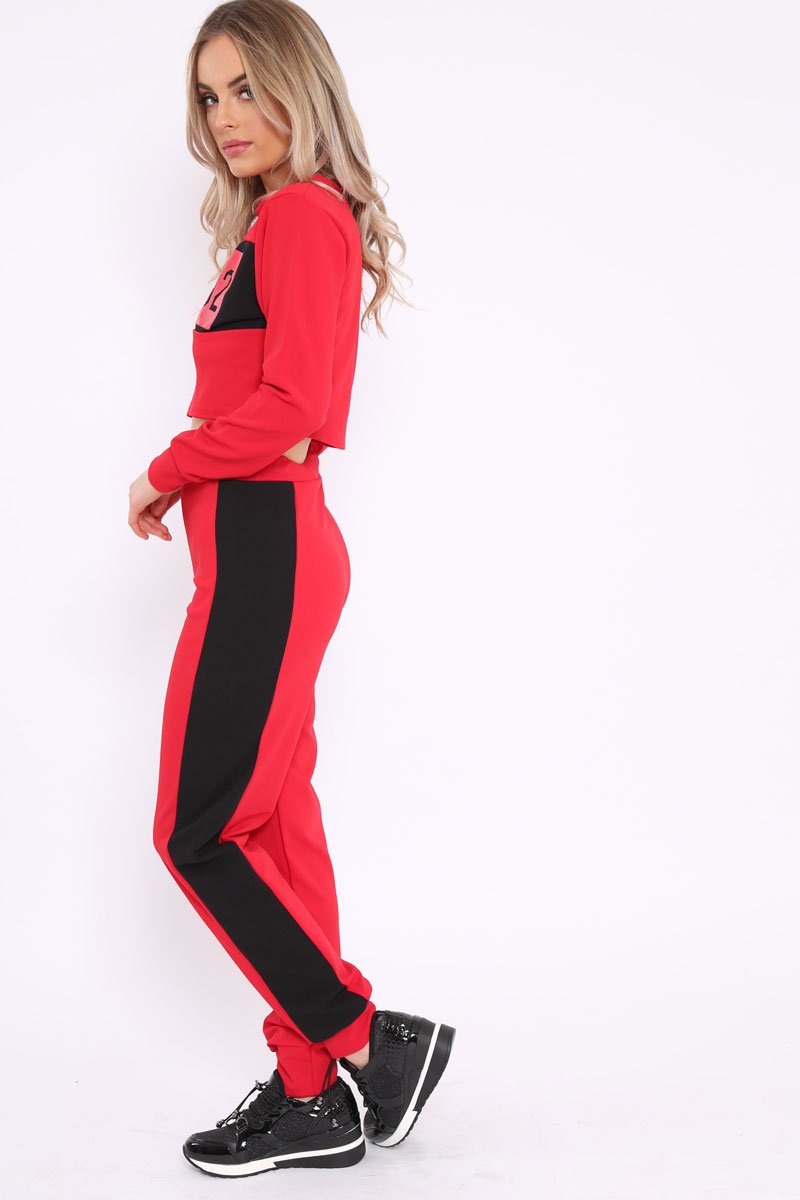 Red And Black USA Side Stripe Tracksuit - Simmy-Co-ords