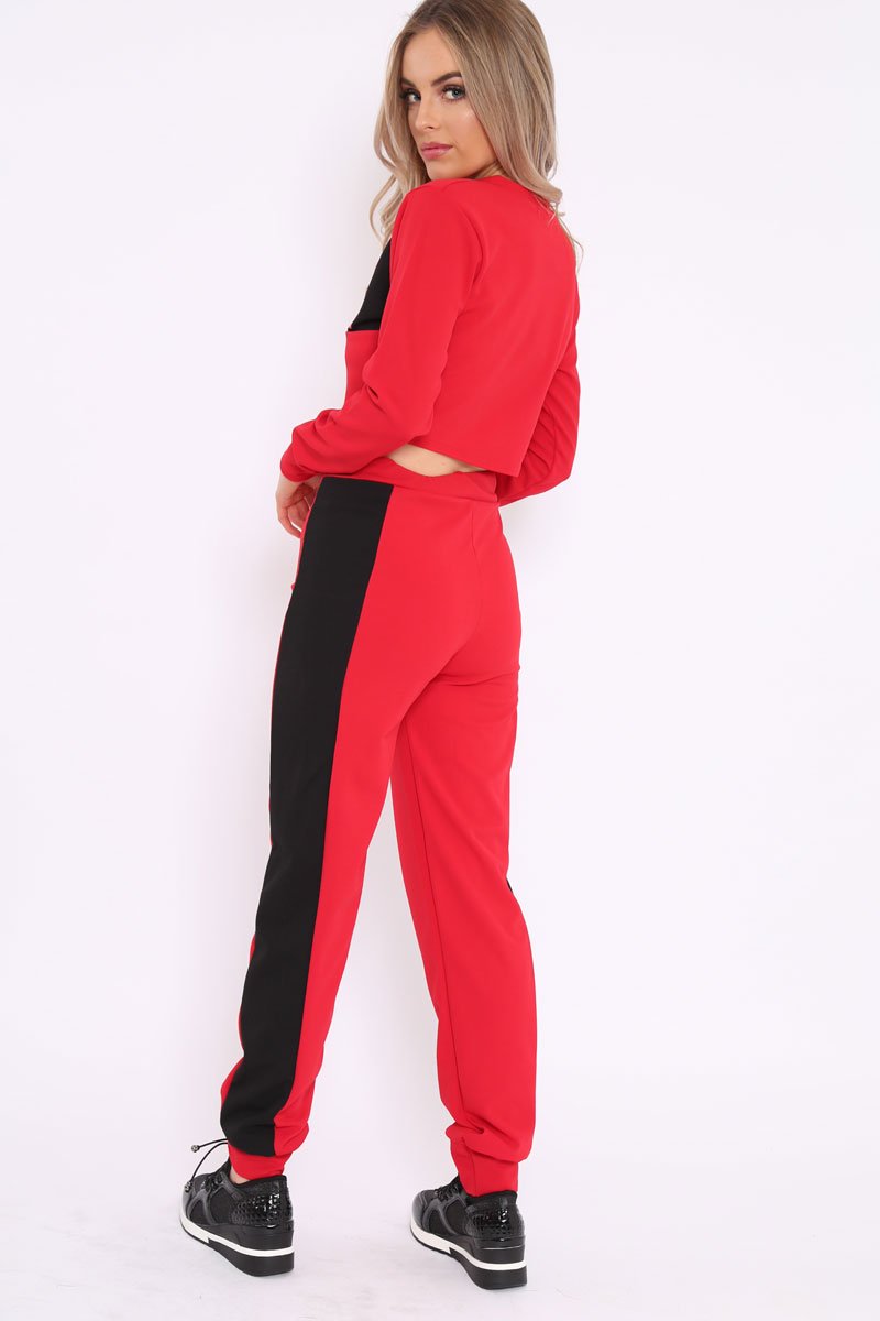 Red And Black USA Side Stripe Tracksuit - Simmy-Co-ords