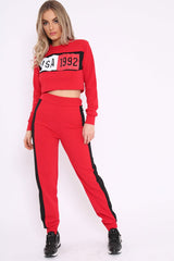 Red And Black USA Side Stripe Tracksuit - Simmy-Co-ords