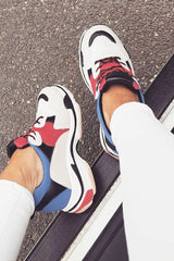 Red And Blue Chunky Lace Up Trainers - Thea-Trainers