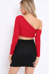 Red Asymmetric Crop Top - Nicki-Crop Tops