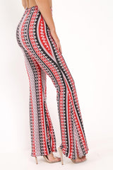 Ribbed striped printed flare trousers Red women Surkana