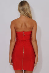 Red Bandage Bandeau Mini Dress - Cherise-Dresses