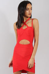 Red Bandage Bodycon Mini Dress - Nevada-Dresses
