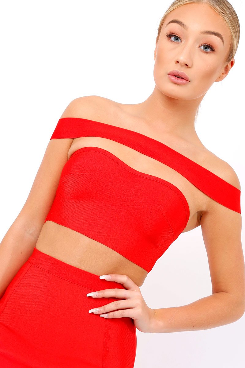 Red Bandage Crop Top - Fiora-Crop Tops