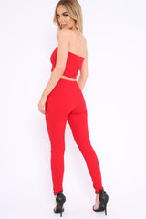 Red Bandeau Top And Leggings Co-Ord - Kristina-Co-ords
