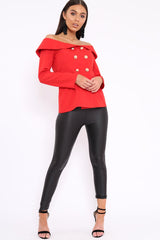 Red Bardot Blazer Top - Abbigail-Tops