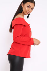Red Bardot Blazer Top - Abbigail-Tops
