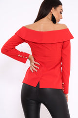 Red Bardot Blazer Top - Abbigail-Tops