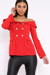 Red Bardot Blazer Top - Abbigail-Tops