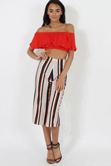 Red Bardot Crop Top - Adelaide-Crop Tops
