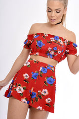 Red Bardot Gypsy Crop Top - Valentina-Crop Tops
