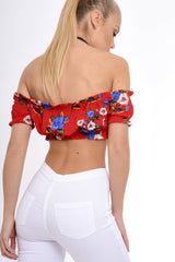 Red Bardot Gypsy Crop Top - Valentina-Crop Tops