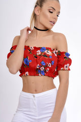 Red Bardot Gypsy Crop Top - Valentina-Crop Tops
