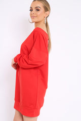 Red Bardot Sweater Dress - Ariel-Dresses