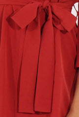 Red Bardot Tie Waist Top - Angie-Tops