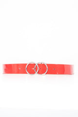 Red Basic Patent Double Circle Belt - Tansy-Belts
