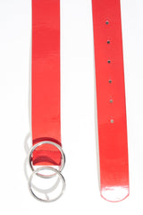 Red Basic Patent Double Circle Belt - Tansy-Belts