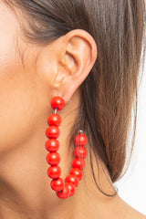 Red Beaded Hoop Earring - Amyja-Jewellery