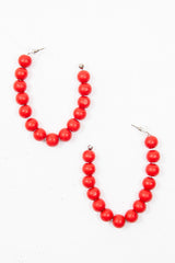 Red Beaded Hoop Earring - Amyja-Jewellery