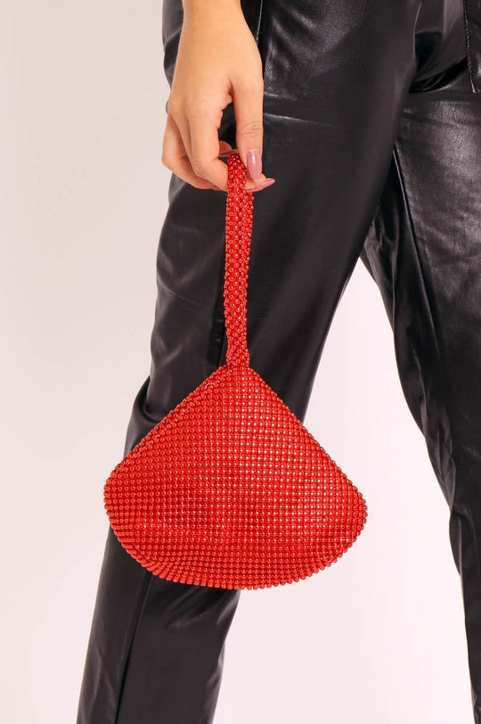 Red Beaded Mini Clutch Bag - Natally