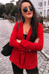 Red Belted Blazer - Kenna-Jackets