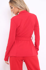 Red Belted Blazer - Kenna-Jackets