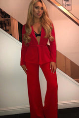 Red Belted Blazer - Kenna-Jackets