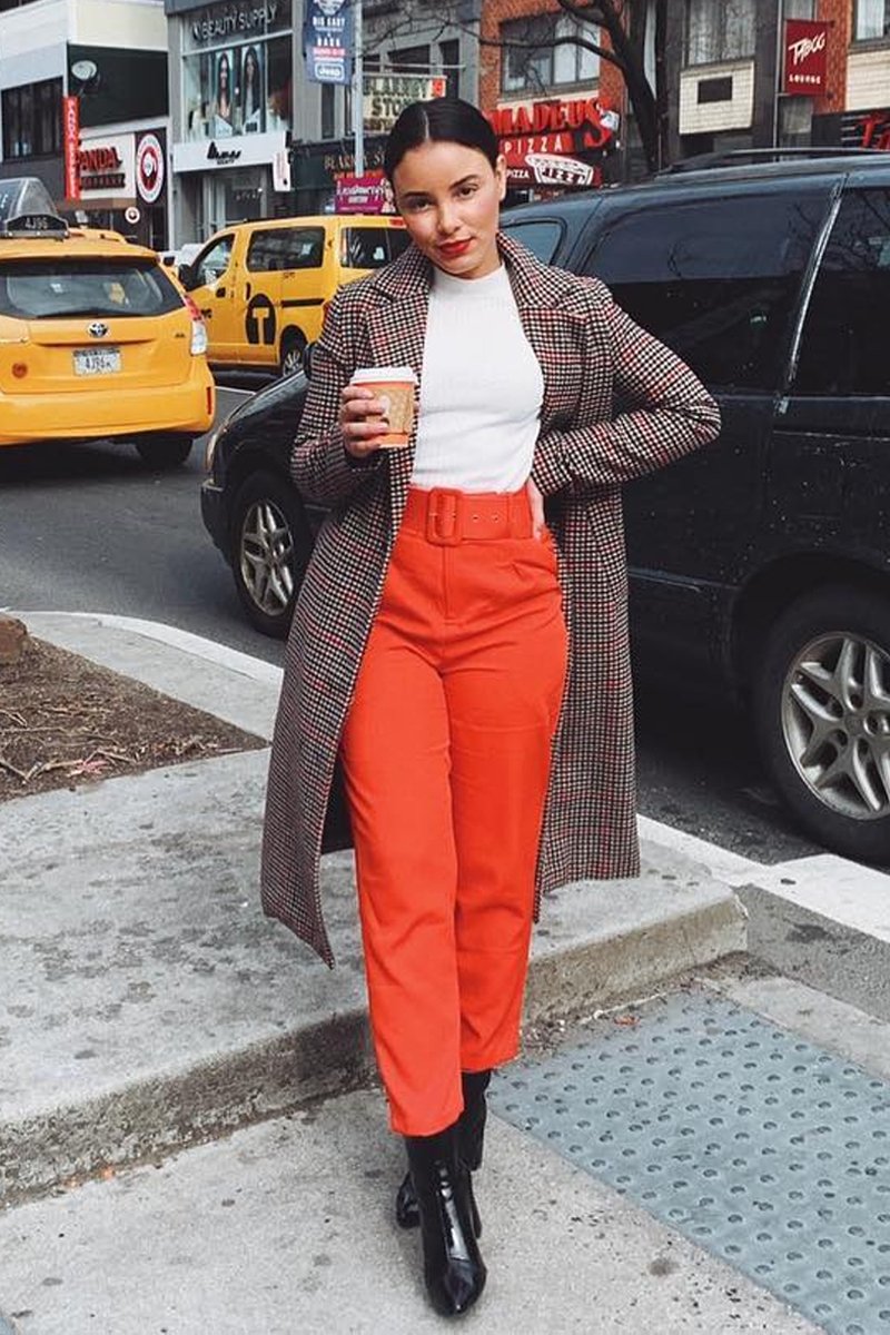 Red Belted Tapered Peg Trousers - Jessika-Trousers