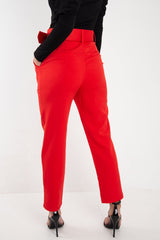 Red Belted Tapered Peg Trousers - Jessika-Trousers
