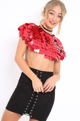 Red Big Disc Sequin Cape - Lizzie-Tops