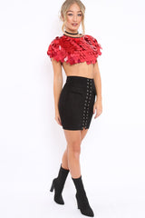 Red Big Disc Sequin Cape - Lizzie-Tops