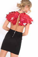 Red Big Disc Sequin Cape - Lizzie-Tops