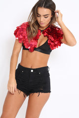 Red Big Disc Sequin Cape - Lizzie-Tops
