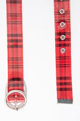 Red Black Check Patent Circle Belt - Fara-Belts