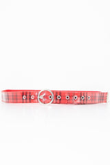 Red Black Check Patent Circle Belt - Fara-Belts