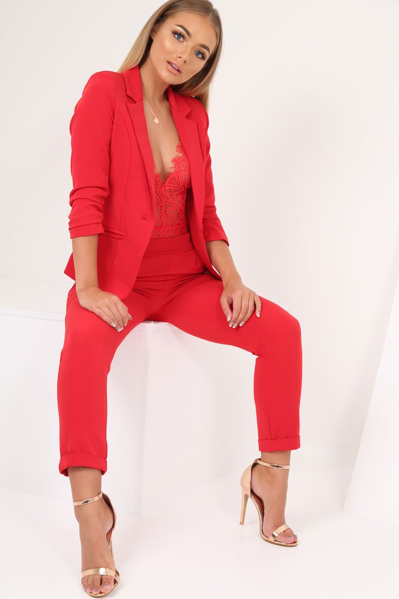 Red Blazer and Trousers Co-Ord - Rossie-Co-ords