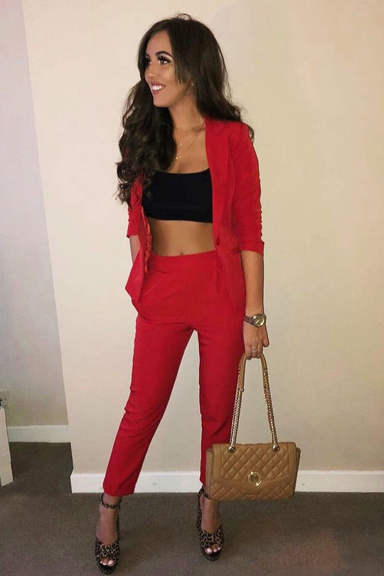 Red Blazer and Trousers Co-Ord - Rossie