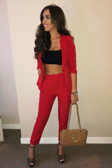Red Blazer and Trousers Co-Ord - Rossie-Co-ords
