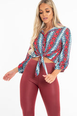 Red Blue Snake Oversized Button Down Shirt - Sopha-Shirts