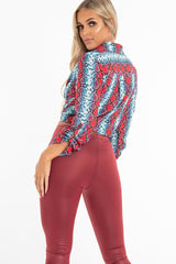 Red Blue Snake Oversized Button Down Shirt - Sopha-Shirts