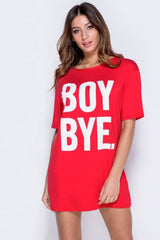 Red Boy Bye Slogan T-shirt - Leela-T-shirt