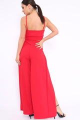 Red Bralet and Split Front Wide Trousers Co-ord - Alesana-Co-ords